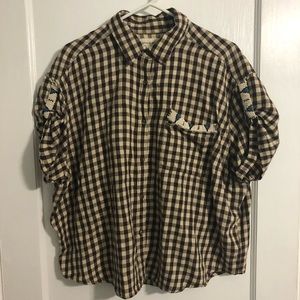 Ralph Lauren Denim & Supply Brown and White Flannel with Beads Size Medium